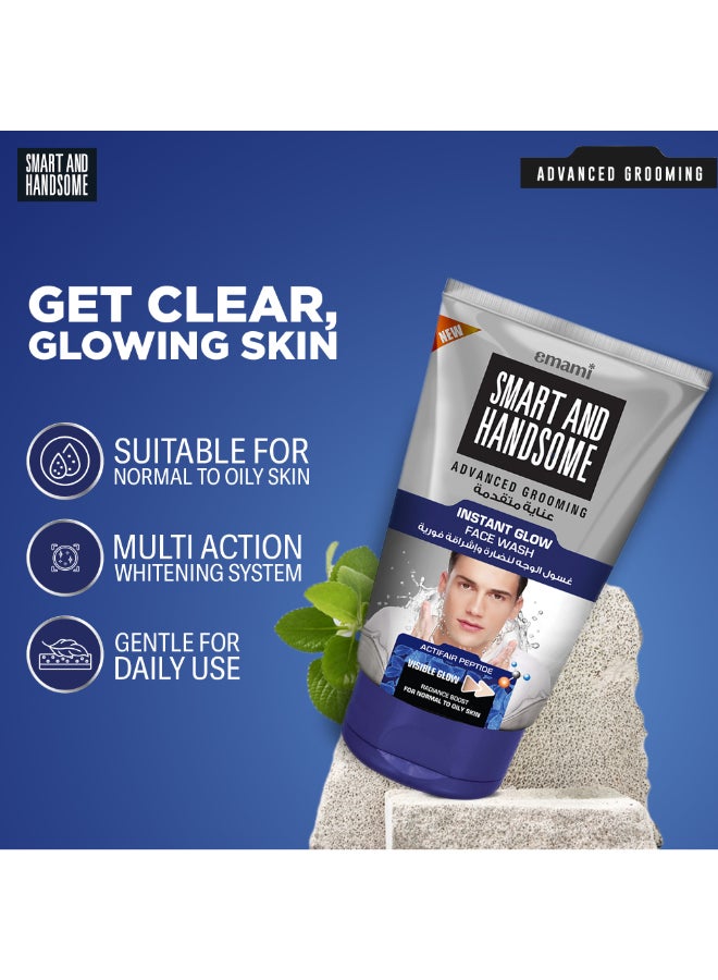 emami Men Face Wash Instant Glow | Refreshing Gel Cleanser with Actifair Peptide & Mint | Deep Cleansing, Oil Control & Cooling Freshness | For Normal to Oily Skin - Image 3